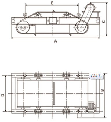 悬挂永磁除铁器600*300平式皮带机工作原理图