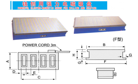 铣刨用强力电磁吸盘外形规格